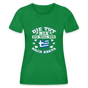 Kreta die tut nix Griechenland Urlaub - Frauen Funktions-T-Shirt - Kelly Green - Vorne - AI Model Female 172 dark (172cm)