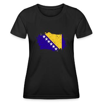 Bosnien Und Herzegowina Flagge - Frauen Funktions-T-Shirt - Schwarz - Vorne - AI Model Female 172 light (172cm)
