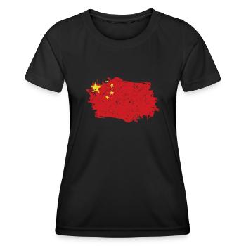 Drapeau de Chine Grunge Drapeau de Chine - T-shirt sport Femme - noir - Devant - AI Model Female 172 light (172cm)
