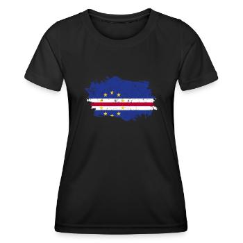 Drapeau du Cap-Vert Grunge Drapeau du Cap-Vert - T-shirt sport Femme - noir - Devant - AI Model Female 172 light (172cm)