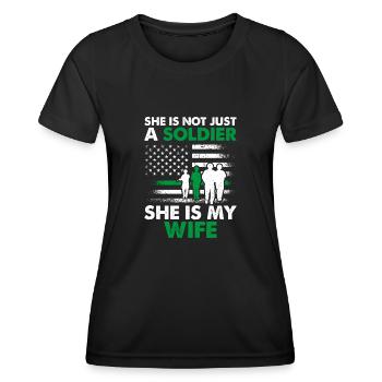 She Is Not Just A Soldier She Is My Wife Soldat - Women's Functional T-Shirt - black - Front - AI Model Female 172 light (172cm)