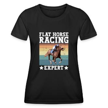 Flat Horse Racing - Horse Racing Equestrian - Women's Functional T-Shirt - black - Front - AI Model Female 172 light (172cm)