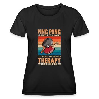 Ping Pong - La meilleure et la moins chère thérapie rétro - T-shirt sport Femme - noir - Devant - AI Model Female 172 light (172cm)