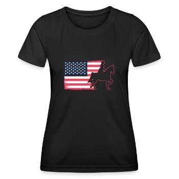Saddle english riding rider horse equestrian sport - Women's Functional T-Shirt - black - Front - AI Model Female 172 light (172cm)