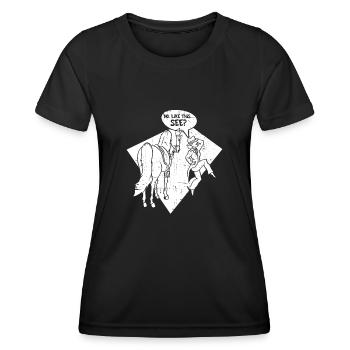 Saddle english riding rider horse equestrian sport - Women's Functional T-Shirt - black - Front - AI Model Female 172 light (172cm)