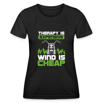 Le vent des motards est bon marché - T-shirt sport Femme - noir - Devant - AI Model Female 172 light (172cm)