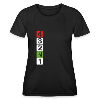 Motorrad Gangschaltung - Frauen Funktions-T-Shirt - Schwarz - Vorne - AI Model Female 172 light (172cm)