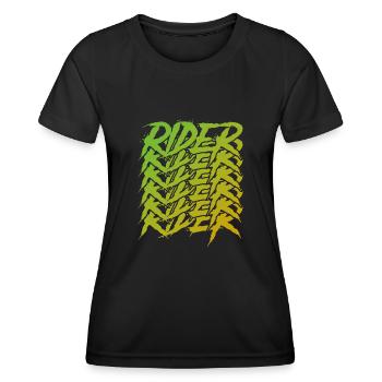 Grüner Motorradfahrer - Frauen Funktions-T-Shirt - Schwarz - Vorne - AI Model Female 172 light (172cm)