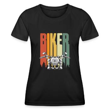 Bunte Biker Retro - Frauen Funktions-T-Shirt - Schwarz - Vorne - AI Model Female 172 light (172cm)