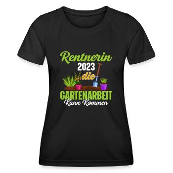 Rentnerin 2023 Gartenarbeit Rente Renteneintritt - Frauen Funktions-T-Shirt - Schwarz - Vorne - AI Model Female 172 light (172cm)
