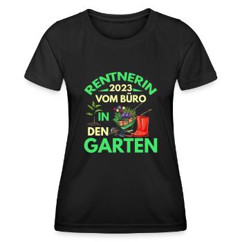 Rentner 2023 vom Büro in den Garten Rente - Frauen Funktions-T-Shirt - Schwarz - Vorne - AI Model Female 172 light (172cm)