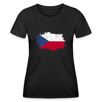 Tschechien Flagge Grunge Tschechien Fahne - Frauen Funktions-T-Shirt - Schwarz - Vorne - AI Model Female 172 light (172cm)