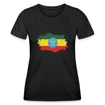 Ethiopia Flag Grunge Ethiopia Flag - Women's Functional T-Shirt - black - Front - AI Model Female 172 light (172cm)