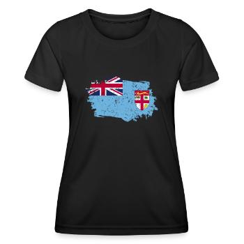 Fiji Flag Grunge Fiji Flag - Women's Functional T-Shirt - black - Front - AI Model Female 172 light (172cm)