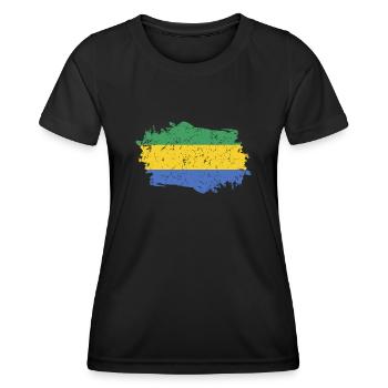 Gabon Flag Grunge Gabon Flag - Women's Functional T-Shirt - black - Front - AI Model Female 172 light (172cm)