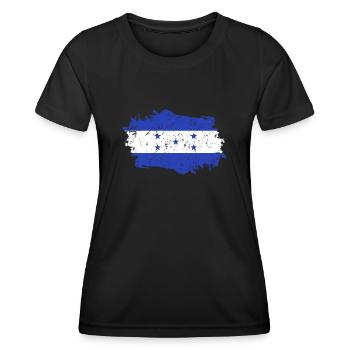 Honduras Flagge Grunge Honduras Fahne - Frauen Funktions-T-Shirt - Schwarz - Vorne - AI Model Female 172 light (172cm)
