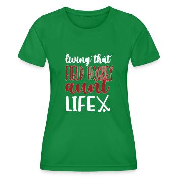 Stolze Feldhockey-Tante Feldhockeyspieler Tante - Frauen Funktions-T-Shirt - Kelly Green - Vorne - AI Model Female 172 dark (172cm)