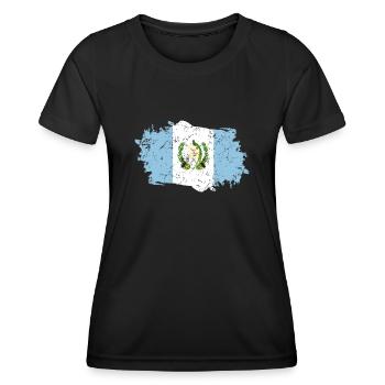 Guatemala Flagge Grunge Guatemala Fahne - Frauen Funktions-T-Shirt - Schwarz - Vorne - AI Model Female 172 light (172cm)