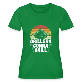 Grillers Will Grill - Women's Functional T-Shirt - kelly green - Front - AI Model Female 172 dark (172cm)