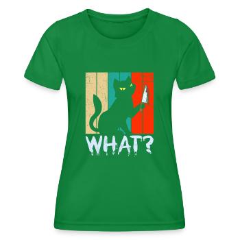 Gruselige Mörder Halloween Katze - Frauen Funktions-T-Shirt - Kelly Green - Vorne - AI Model Female 172 dark (172cm)