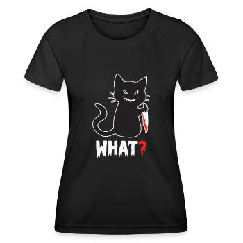 Chat tueur Halloween - T-shirt sport Femme - noir - Devant - AI Model Female 172 light (172cm)