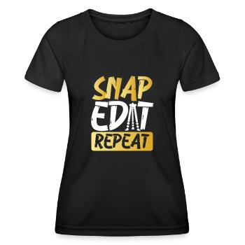 Répétition de l’édition instantanée - T-shirt sport Femme - noir - Devant - AI Model Female 172 light (172cm)
