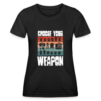 Waffe Des Fotografen - Frauen Funktions-T-Shirt - Schwarz - Vorne - AI Model Female 172 light (172cm)