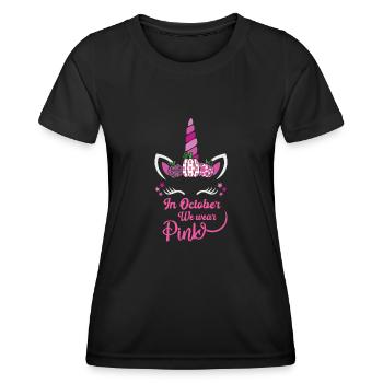 Im Oktober tragen wir Rosa - Frauen Funktions-T-Shirt - Schwarz - Vorne - AI Model Female 172 light (172cm)