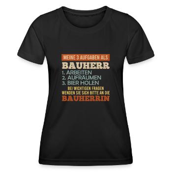 3 Aufgaben als Bauherr Eigenheim - Frauen Funktions-T-Shirt - Schwarz - Vorne - AI Model Female 172 light (172cm)