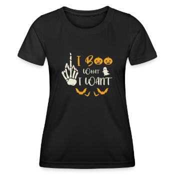 I Boo what i want Ghost Funny Halloween Costume - Women's Functional T-Shirt - black - Front - AI Model Female 172 light (172cm)
