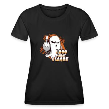 I Boo what i want Ghost Funny Halloween Costume - Women's Functional T-Shirt - black - Front - AI Model Female 172 light (172cm)