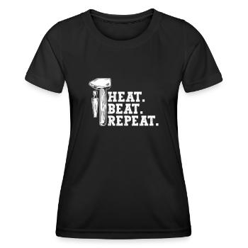 Hitze. Schlagen. Wiederholen. - Schmied Schmiede - Frauen Funktions-T-Shirt - Schwarz - Vorne - AI Model Female 172 light (172cm)