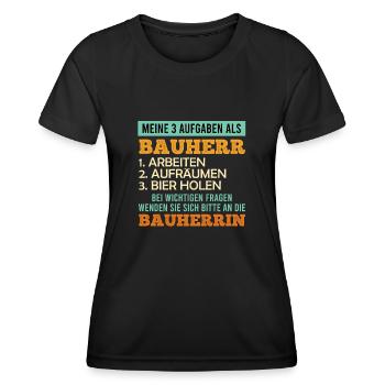 3 Aufgaben als Bauherr Eigenheim - Frauen Funktions-T-Shirt - Schwarz - Vorne - AI Model Female 172 light (172cm)