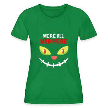 Grinsekatze Halloween Katze - Frauen Funktions-T-Shirt - Kelly Green - Vorne - AI Model Female 172 dark (172cm)