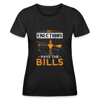 Grutier Grue Grue Mes Montages Paie les Factures - T-shirt sport Femme - noir - Devant - AI Model Female 172 light (172cm)