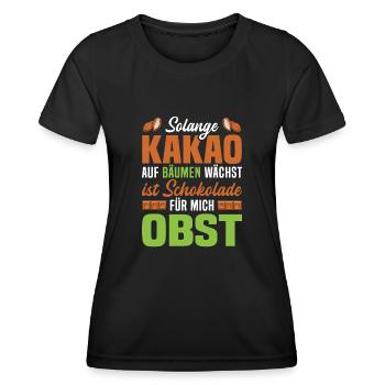 Kakao Schokoladen Liebhaber Obst Tafel Schokolade - Frauen Funktions-T-Shirt - Schwarz - Vorne - AI Model Female 172 light (172cm)