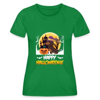 Happy Dackel Hund Halloween - Frauen Funktions-T-Shirt - Kelly Green - Vorne - AI Model Female 172 dark (172cm)