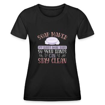 Seifenspender Bleiben Sauber - Frauen Funktions-T-Shirt - Schwarz - Vorne - AI Model Female 172 light (172cm)