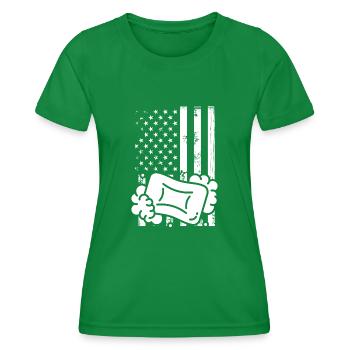 Production de savon sur un drapeau américain - T-shirt sport Femme - vert - Devant - AI Model Female 172 dark (172cm)