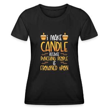 Lustig, Ich Mache Kerze - Frauen Funktions-T-Shirt - Schwarz - Vorne - AI Model Female 172 light (172cm)
