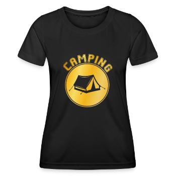 Camping - Frauen Funktions-T-Shirt - Schwarz - Vorne - AI Model Female 172 light (172cm)