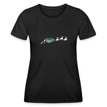 Ruderboot Santa Weihnachtsschlitten - Lustiges - Frauen Funktions-T-Shirt - Schwarz - Vorne - AI Model Female 172 light (172cm)