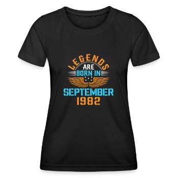 Septembre 1982 - cadeau du 40e anniversaire. Génial. - T-shirt sport Femme - noir - Devant - AI Model Female 172 light (172cm)