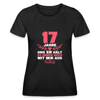 Orchideenhochzeit 17. Hochzeitstag Geschenk Frau - Frauen Funktions-T-Shirt - Schwarz - Vorne - AI Model Female 172 light (172cm)