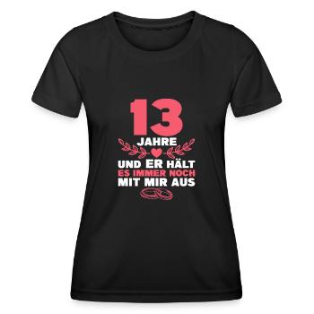 Veilchenhochzeit 13. Hochzeitstag Geschenk Frau - Frauen Funktions-T-Shirt - Schwarz - Vorne - AI Model Female 172 light (172cm)