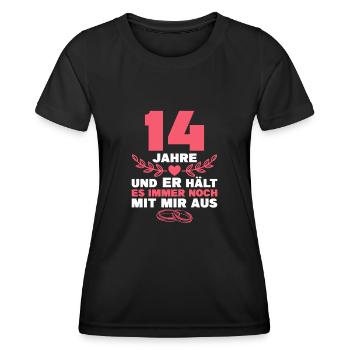 Elfenbeinhochzeit 14. Hochzeitstag Geschenk Frau - Frauen Funktions-T-Shirt - Schwarz - Vorne - AI Model Female 172 light (172cm)