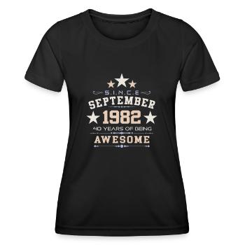 September 1982 - 40. Geburtstag Geschenk. Awesome. - Frauen Funktions-T-Shirt - Schwarz - Vorne - AI Model Female 172 light (172cm)