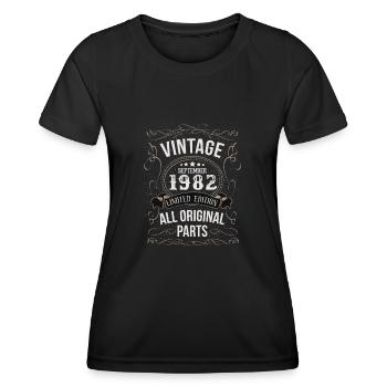 Septembre 1982 - cadeau du 40e anniversaire. Génial. - T-shirt sport Femme - noir - Devant - AI Model Female 172 light (172cm)