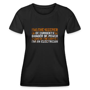 Im The Keeper Of Current Elektriker - Frauen Funktions-T-Shirt - Schwarz - Vorne - AI Model Female 172 light (172cm)
