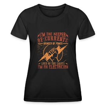 Im The Keeper Of Current Elektriker - Frauen Funktions-T-Shirt - Schwarz - Vorne - AI Model Female 172 light (172cm)